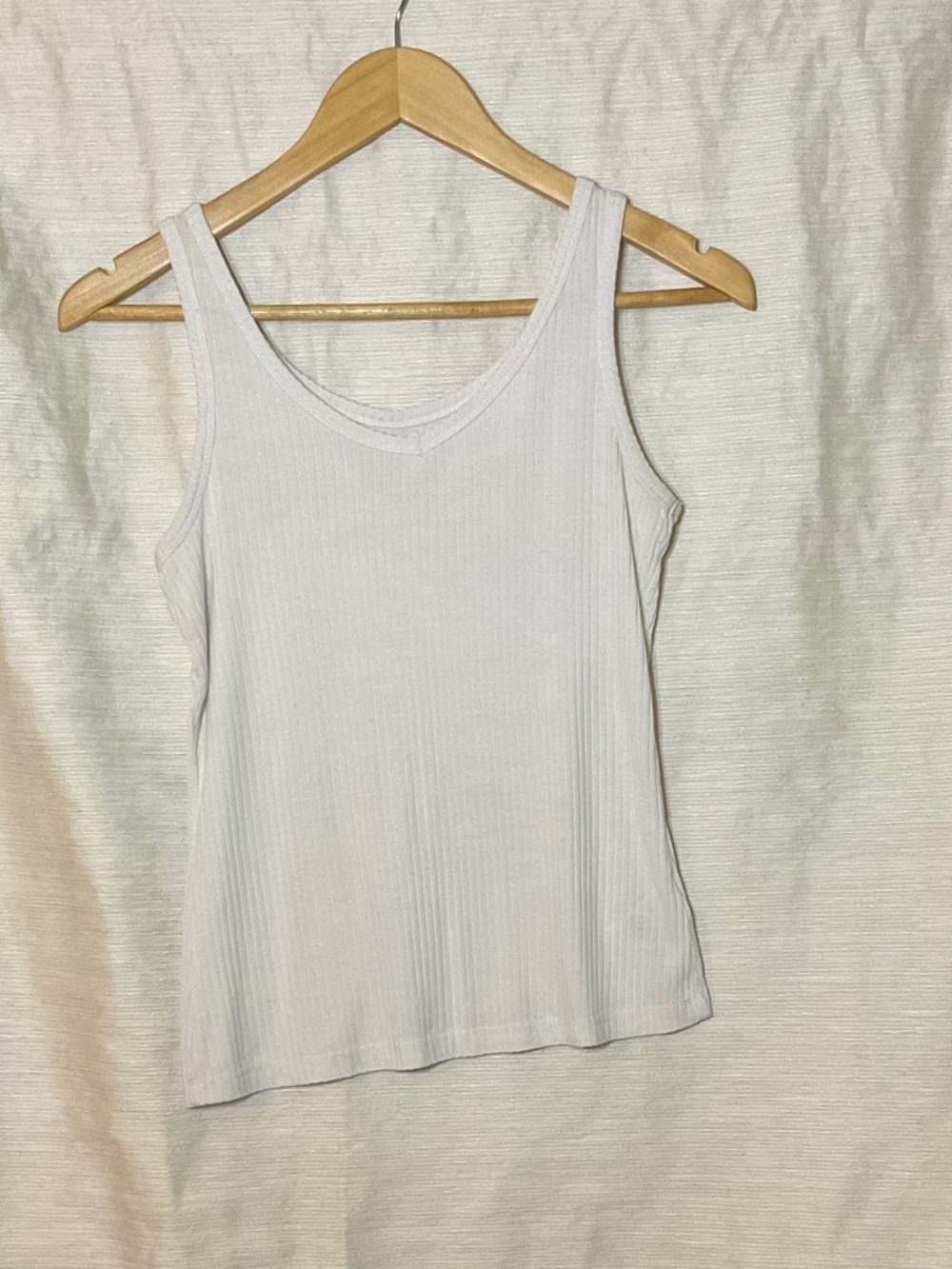 Women’s White Ribbed Tank Top - Classic Scoop Neck